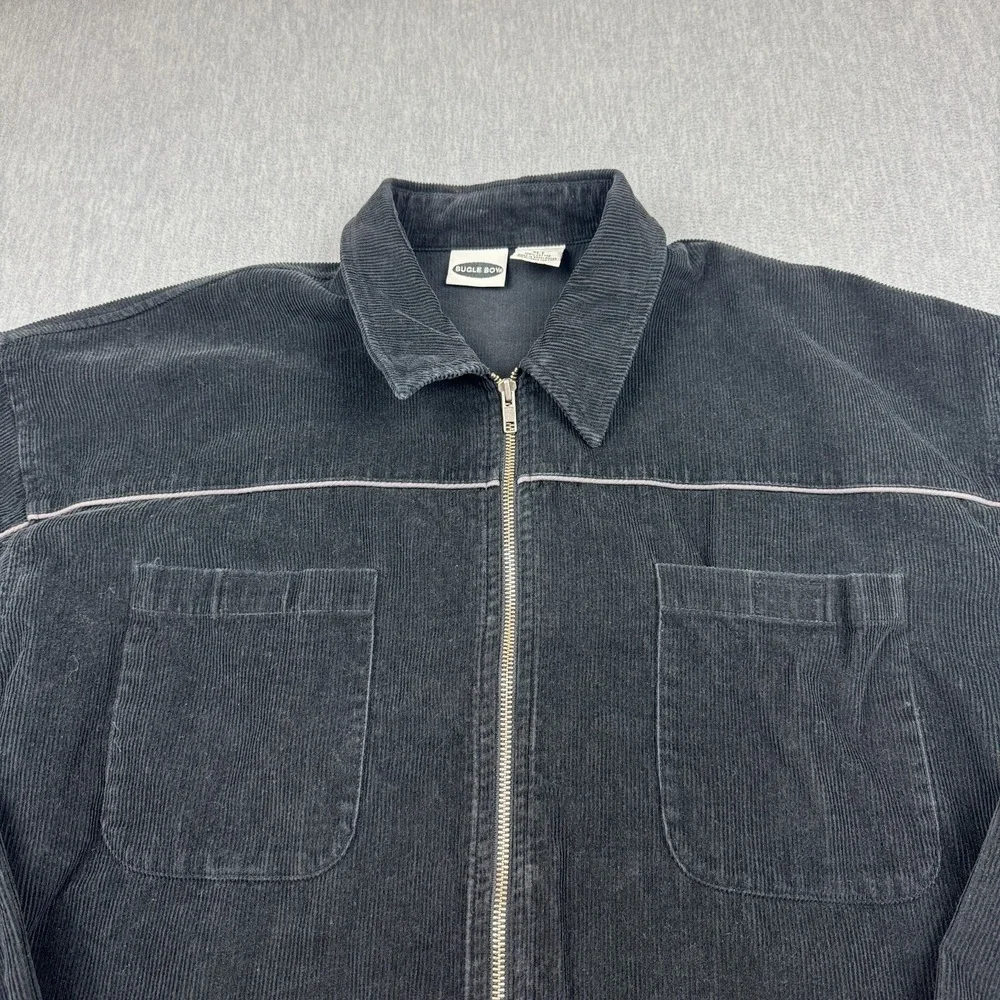 Vintage Bugle‎ Boy Jacket Mens XLT Tall Black Corduroy Full Zip Schaket Grunge
